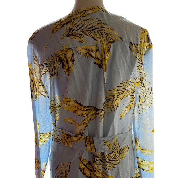 Buffalo Trading Co. Featherweight Light Blue & Yellow Palm Leaf Print Ro… - Picture 9 of 10